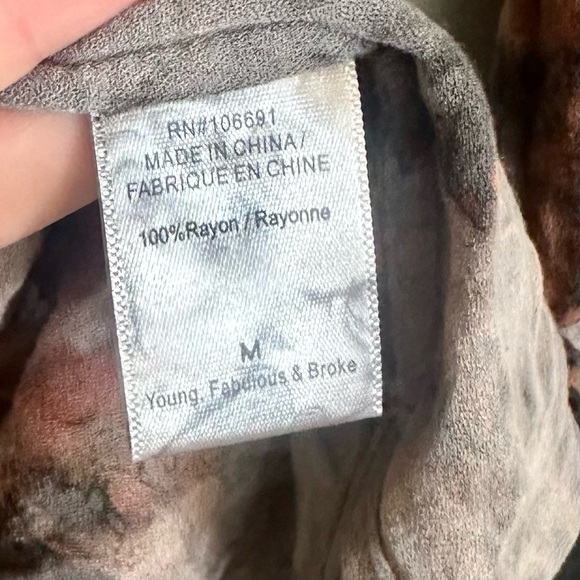 Young Fabulous & Broke Hayes Multicolor Tie Dyed Henley Long Sleeve Blouse - M - Picture 4 of 10